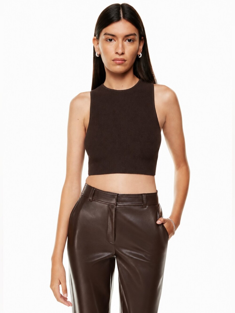 Aritzia Babaton Sculpt Knit Racer Cropped Tank Large